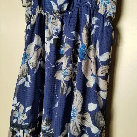 Eliza J Blue Floral Ruffle Midi Dress 14 - Picture 3 of 16